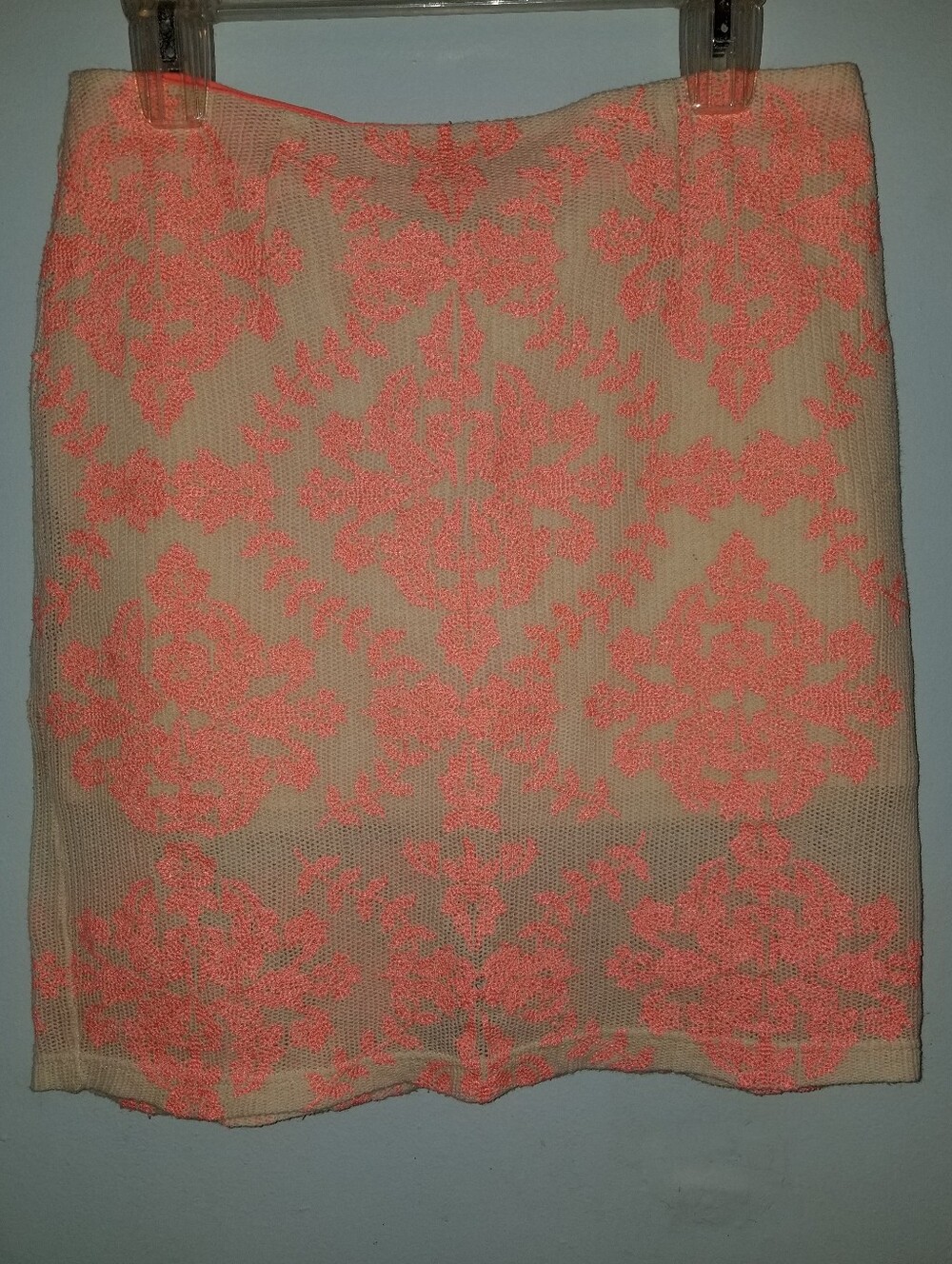 J.O.A.  Skirt with Coral Cream Pattern Lined Mini